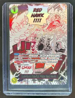2025 One Piece Divine Speed Gum-Gum Fire-Fist Pistol Red Hawk Rare #OP11-114 - Image 1