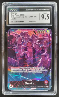 2025 ONE PIECE CCG SHANKS LEADER 2ND ANNIVERSARY OP09-001 CGC 9.5 A PT - Image 1