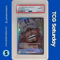 2023 ONE PIECE AWAKENING OF THE NEW ERA #OP05-041 SAKAZUKI ALT ART LEADER PSA 10 - Image 1