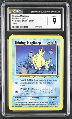 CGC 9 MINT Shining Magikarp 2001 Neo Revelation 66/64 Holo Pokemon Card - Image 1