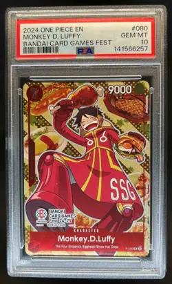 2024 One Piece Monkey D Luffy Bandai Card Games Fest Promo #P-080 PSA 10 - Image 1