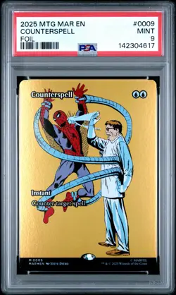 2025 MTG MARVEL'S SPIDER-MAN: SOURCE MATERIAL FOIL #0009 COUNTERSPELL PSA 9 - Image 1
