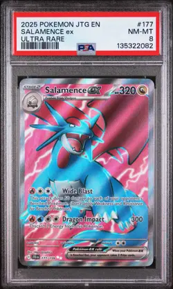 2025 POKEMON JTG EN-JOURNEY TOGETHER ULTRA RARE #177 SALAMENCE EX PSA 8 - Image 1