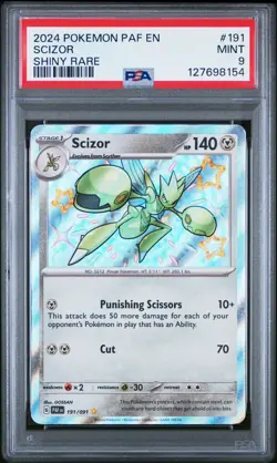 POKEMON 2024 Paldean Fates Shiny Rare SCIZOR #191 PSA 9 Mint RARE - Image 1