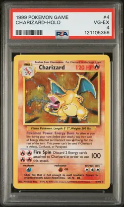 1999 POKEMON BASE SET UNLIMITED #4 CHARIZARD-HOLO PSA 4 - Image 1