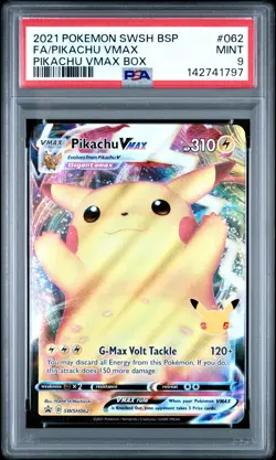 2021 POKEMON SWSH BLACK STAR PROMO PIKACHU VMAX BOX FULL ART/PIKACHU VMAX PSA 9 - Image 1