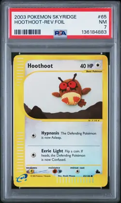 2003 POKEMON SKYRIDGE #65 HOOTHOOT-REVERSE FOIL PSA 7 - Image 1