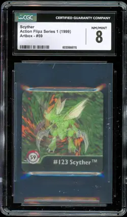 1999 Pokemon Action Flipz Artbox #59 Lenticular 3D ~ Scyther ~ CGC 8 - Image 1