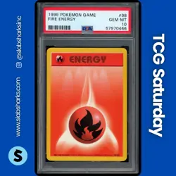 1999 POKEMON BASE SET #98/102 FIRE ENERGY PSA 10 - Image 1