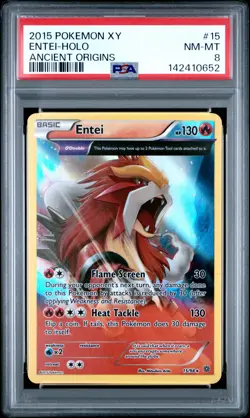 2015 POKEMON XY ANCIENT ORIGINS #15 ENTEI-HOLO PSA 8 - Image 1