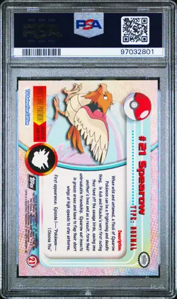1999 TOPPS POKEMON TV FOIL #21 SPEAROW PSA 9 - Image 2