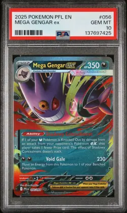 2025 POKEMON PFL EN-PHANTASMAL FLAMES #056 MEGA GENGAR EX PSA 10 - Image 1