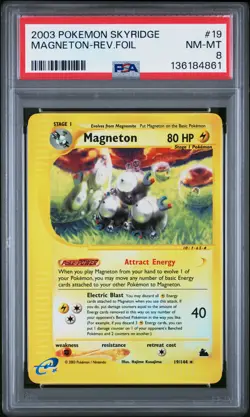 2003 POKEMON SKYRIDGE #19 MAGNETON-REVERSE FOIL PSA 8 - Image 1