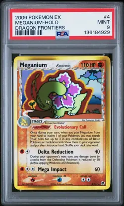 2006 POKEMON EX DRAGON FRONTIERS #4 MEGANIUM-HOLO PSA 9 - Image 1
