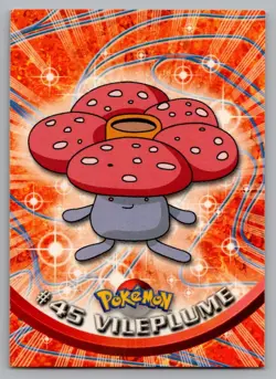 1999 TOPPS TV POKEMON CARDS 4TH PRINTING- RED TOPPS LOGO VILEPLUME #45 - Image 1
