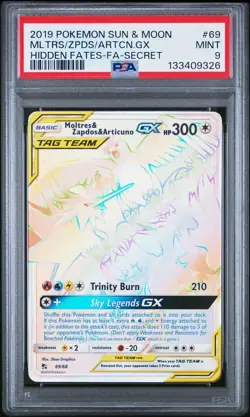 Pokemon TCG Moltres & Zapdos & Articuno GX 69/68 Hidden Fates! PSA 9! - Image 1