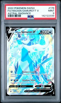 2022 POKEMON SWORD & SHIELD ASTRAL RADIANCE FULL ART/HISUIAN SAMUROTT V PSA 9 - Image 1