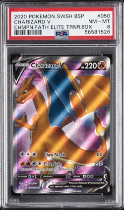 2020 POKEMON SWSH BLACK STAR PROMO #050 CHARIZARD V PSA 8 - Image 1