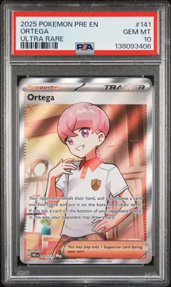 2025 POKEMON PRE EN-PRISMATIC EVOLUTIONS ULTRA RARE #141 ORTEGA PSA 10 - Image 1