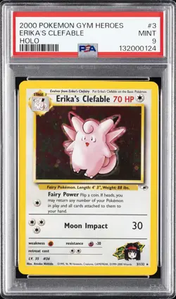 2000 POKEMON GYM HEROES HOLO #3 ERIKA'S CLEFABLE PSA 9 - Image 1