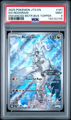 2025 POKEMON JTG EN-JOURNEY TOGETHER #167 N'S RESHIRAM PSA 9 - Image 1
