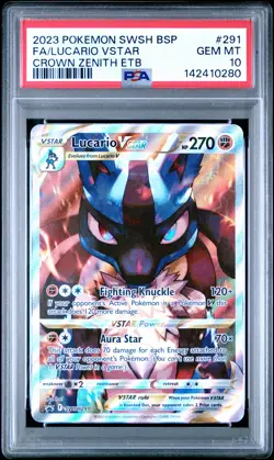 2023 POKEMON SWSH BLACK STAR PROMO #291 FULL ART/LUCARIO VSTAR PSA 10 - Image 1