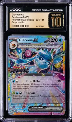 2025 POKEMON PRISMATIC EVOLUTIONS SURPRISE BOX GLACEON EX CGC 10 PRISTINE - Image 1