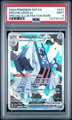 2024 POKEMON SSP EN-SURGING SPARKS SPECIAL ILLUSTRATION RARE ARCHALUDON EX PSA 9 - Image 1