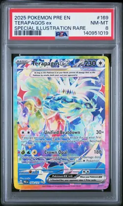 2025 POKEMON PRISMATIC EVOLUTIONS SPECIAL ILLUSTRATION RARE TERAPAGOS EX PSA 8 - Image 1