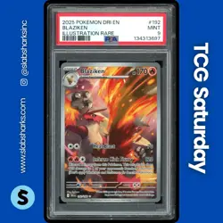 2025 POKEMON DESTINED RIVALS #192/182 BLAZIKEN ILLUSTRATION RARE PSA 9 - Image 1