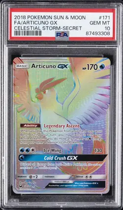 2018 POKEMON SUN & MOON CELESTIAL STORM SECRET #171 FULL ART/ARTICUNO GX PSA 10 - Image 1