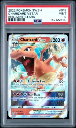 2022 POKEMON SWORD & SHIELD BRILLIANT STARS #018 CHARIZARD VSTAR PSA 9 - Image 1