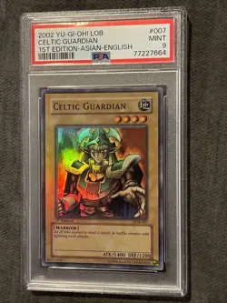 2002 Yu-Gi-Oh Legend Of Blue Eyes, Celtic Guardian 1st Edition PSA 9 - Image 1