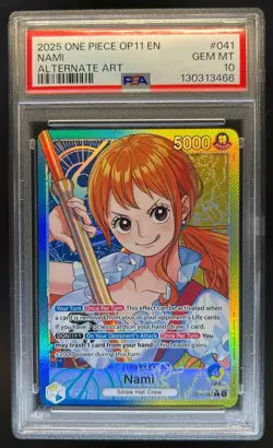 2025 One Piece A Fist of Divine Speed Nami Alternate Art #OP11-041 PSA 10 - Image 1