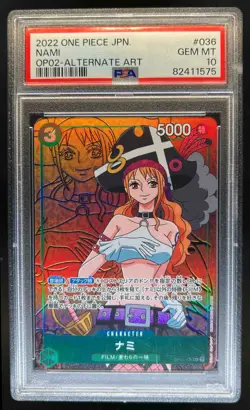 2022 One Piece Japanese Nami Alternate Art Super Rare #OP02-036 PSA 10 - Image 1