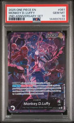 2025 ONE PIECE ENGLISH VERSION 2ND ANNIVERSARY SET #061 MONKEY D. LUFFY PSA 10 - Image 1