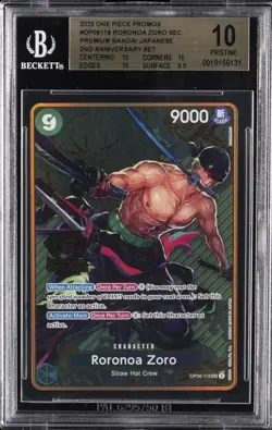 2025 ONE PIECE JAPANESE 2ND ANNIVERSARY SET OP06-118 RORONOA ZORO BGS 10 - Image 1