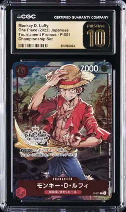 2022 ONE PIECE JPN TOURNAMENT PROMOS CHAMP SET MONKEY D. LUFFY CGC 10 PRISTINE - Image 1