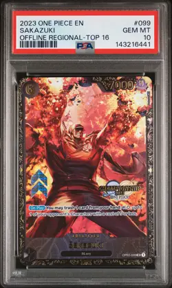 2023 ONE PIECE PROMOS OFFLINE REGIONAL-TOP 16 #099 SAKAZUKI PSA 10 - Image 1