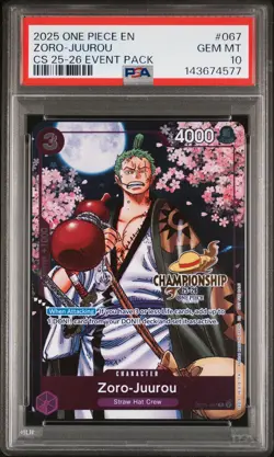 2025 ONE PIECE CHAMPIONSHIP 2025-26 EVENT PACK #067 ZORO-JUUROU PSA 10 - Image 1
