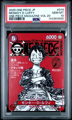 2025 ONE PIECE JPN PROMOS ONE PIECE MAGAZINE VOL.20 #014 MONKEY D. LUFFY PSA 10 - Image 1