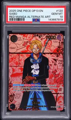 2025 ONE PIECE OP13-CARRYING ON HIS WILL RED MANGA ALTERNATE ART SABO PSA 10 - Image 1