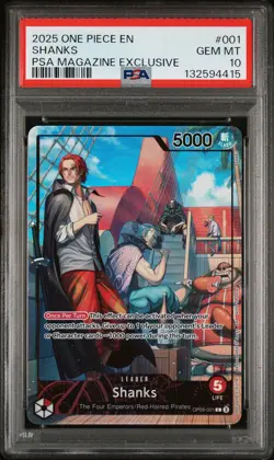 2025 ONE PIECE PROMOS PSA MAGAZINE EXCLUSIVE #001 SHANKS PSA 10 - Image 1