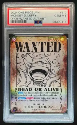 2024 One Piece Japanese Monkey D. Luffy Wanted Alternate Art #OP05-119 PSA 10 - Image 1