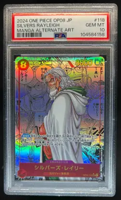 2024 One Piece Japanese Silvers Rayleigh Manga Alternate Art #OP08-118 PSA 10 - Image 1