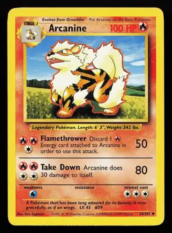 Arcanine 23/102 Uncommon Base Set Pokemon Card - Image 1