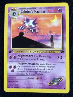 Sabrina’s Haunter 55/132 Gym Challenge 1st Edition Uncommon Pokemon Card - NM - Image 1