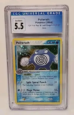 Poliwrath 11/112 Holo EX Fire Red & Leaf Green 2004 Pokemon Card Graded CGC 5.5 - Image 1