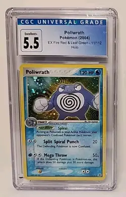 Poliwrath 11/112 Holo EX Fire Red & Leaf Green 2004 Pokemon Card Graded CGC 5.5 - Image 2