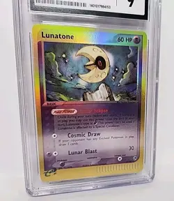 Lunatone 8/100 Reverse Holo EX Sandstorm 2003 Pokemon Card Graded CGC Mint 9 - Image 2